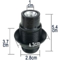 Miniatyrbillede 5 af 5: Sort E14 skrue, E14 pæreholder, 4 stk. E14 fatning, E14 fatning pære, solid pære fatning, sort adapter fatning, lampe fatninger dekoration C