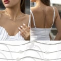 Miniatyrbild 3 av 4: Fint pärlhalsband med kedja på ryggen, bröllopshalsband med pärlor, långt halsband med kedja, bröllopskroppskedja, smycken för kvinnor (ryggkedja-silver)