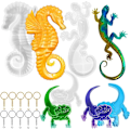 Miniatyrbillede 1 af 5: 4 stk. dyreharpiksforme, 3D silikoneharpiksforme gekko søhest firbenformer