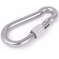 Kraftig metallskruvkarbinhake med D-ring krom silver 1-pack