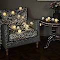 Miniatyrbild 3 av 3: Varmt vita 20 LED-bollstränglampor 6 cm bomullsstränglampor Dekoration för barnrum, fest, jul, bröllop