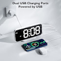 Miniatyrbild 2 av 5: USB-driven dimbar digital väckarklocka med snooze-funktion och 2 USB-laddningsportar (vit)