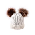 Pikkukuva 1 / 5: Valkoinen tupla pompom vauvan hattu vauvalle syksy talvi lämmin virkattu beanie hattu