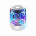 Pikkukuva 1 / 3: C7 Crystal Glaze Stereo Bluetooth-kaiutin LED-valoilla ja herätyskellolla (valkoinen)