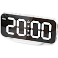 Miniatyrbild 1 av 5: USB-driven dimbar digital väckarklocka med snooze-funktion och 2 USB-laddningsportar (vit)