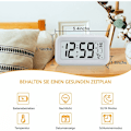 Miniatyrbild 2 av 5: Väckarklocka, Liten Digital Väckarklocka, 5,1\" LCD-skärm med Snooze Datum Kalender, Temperatur Larmskärm, Lätt att Installera (Vit??)