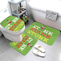Miniatyrbillede 3 af 5: Sæt med 4 Stole Christmas 72 x 72 tommer Grinch2 bruseforhængssæt med skridsikkert tæppe, toiletdæksel a