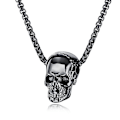 Miniatyrbillede 4 af 5: Herre Skull Vedhæng Gotisk Biker Sølv Halskæde Rustfrit Stål Kæde Halloween（Sølv）