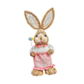 Miniatyrbillede 3 af 5: Halm Påskehare Figur Dekoration Ornament Påske Dekoration Stående Kanin Statue til Plæne Mikro Landskab Patio Kabinet Veranda（Højde 65cm，Stil A）