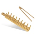 Miniatyrbilde 1 av 5: Bambus Taco-brett med plass til 8, Taco Shell-holder tillater flerbruks matbrett Charcuterie-brett（gul)