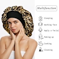 Miniatyrbild 3 av 5: Stor sovhatt med brett mjukt elastiskt band Natt sovhatt för kvinnors hårvård, förtjockad bred brätte extra stor nattmössa bandana hatt skönhet H