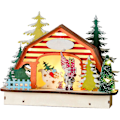 Miniatyrbild 1 av 5: Julscenby, 2 st Rougic julhusprydnader i träskrivbordsdekoration Jul kontor med lampor av festivalrumsbelysning (med