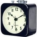 Miniatyrbild 4 av 5: 8,5 cm Analog Väckarklocka Svart Fyrkantig Tyst Liten Metall Resalarmklockor för Barn Sovrum Sängbord Vardagsrum Kontor