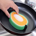 Miniatyrbild 2 av 5: Två mango frukt förtjockade svampdukar för rengöring av diskar svamp disktrasa disktrasa panna torka bord kan återanvändas för matlagning och användning