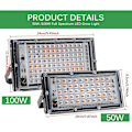 Miniatyrbillede 3 af 5: 100/50w Havearbejde Lampe, Fuld Spektrum Led Plantevækstlys Med Infrarød Uv, Ideel Til Indendørs