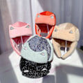 Miniatyrbillede 3 af 5: Øreklapper Hue Ensfarvet Katteøre Design Bomuld Hold Varme Lei Feng Hat Til Ski (Sort)
