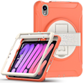 Miniatyrbillede 5 af 5: Nyt Etui Til Ipad Mini6 8.3 Tommer Med Roterende Stativ, Penneholder（Korallorange）