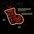 Miniatyrbild 4 av 5: Julstrumpa Neon Skylt Röd 3D Akryl LED Neon Ljus Ord XMAS USB-driven Dimbar Skrivbordslampa för Hemmakontor Jul Fest Bar Dekoration