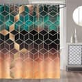 Duschdraperi Grön Marmor Geometrisk 180 x 180 cm Duschdraperi Polyestertyg Anti Mögel Vatten