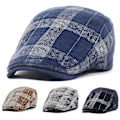Miniatyrbillede 2 af 5: Newsboy Cap Retro Ternet Tyk Blød Åndbar Hold Varmt Komfortabel Efterår Vinter Mænd Baret Flad Hat Til Jagt（Sort）