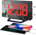 Digital väckarklocka för sovrum. Stor display spegel väckarklocka med dubbla USB