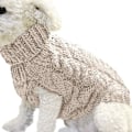 Miniatyrbilde 1 av 4: Hundegenser, varm genser for kjæledyr, strikket ullgenser for vinteren, for små og mellomstore hunder (beige, XL) (XL, beige)