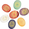 Miniatyrbilde 1 av 5: Chakra Krystallsett, Chakra Reiki Graverte Pebble Stones Gull Utformede Tegn Polerte Krystaller Balanserende Edelsten Åndelig For Holistisk Helbredelse