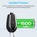 Miniatyrbillede 2 af 5: 1500mah Power Fob Bærbar Mini Power Bank Nødlader Til Moble Telefon Earset Bærbar Keychai（Sort，Apple）