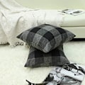 Miniatyrbillede 3 af 4: Check Linen Pudebetræk, Hjem Sofa Bil Dekorative Pudebetræk 5050cm, Sæt af 2, Sort