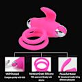 Miniatyrbillede 3 af 5: Vibrerende silikone C-ring 10 tilstande af massagemønstre og intensitet tilføjer mere spændende fornemmelse for mænd eller par (pink)