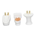 Miniatyrbillede 2 af 5: 3 stk. dukkehus miniature badeværelsessæt keramik simulation badekar toilet vask 1/24 dukkehus badeværelsesmøbler ren hvid