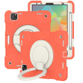 Miniatyrbillede 2 af 5: Nyt 360 roterende kickstand etui til Ipad Air 10,9 tommer 2020 med skulderrem, kamerabeskyttelse（Coral Orange）