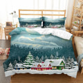 Miniatyrbild 1 av 5: 70*90\" Jul Quilt Set Queen Size Deer Quilt Snögubbe Snöflinga Mönster Sängöverkast Jul Sängkläder Set Mjuk Mikrofiber Säng Cov（Som visas）