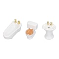 Miniatyrbillede 4 af 5: 3 stk. dukkehus miniature badeværelsessæt keramik simulation badekar toilet vask 1/24 dukkehus badeværelsesmøbler ren hvid