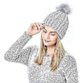 Miniatyrbillede 4 af 5: Strikket hue til kvinder med satinfor og pompon - Vintervarmerhue - Bubble Hat