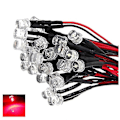 Pikkukuva 3 / 3: 20cm 12v johdotettu valoa lähettävä diodijohdotus LED eräkoko: 5mm litteä yläosa väri: punainen määrä: 10 kpl
