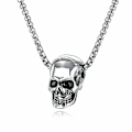 Miniatyrbillede 2 af 5: Herre Skull Vedhæng Gotisk Biker Sølv Halskæde Rustfrit Stål Kæde Halloween（Sølv）