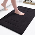 Miniatyrbillede 1 af 5: Blød, absorberende, skridsikker bademåtte, 24\"x16\" mikrofiber bademåtte, sort, egnet til badekar og brusere, maskinvask og tørretumbling.