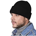 Miniatyrbilde 4 av 5: Herre Uld Hue Med Fleece Strikket Vinterhue Fortykke Hue Termisk Vindtæt Unisex Huer Sort（Grå）