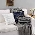 Miniatyrbillede 3 af 5: Hvide pudebetræk til sofa stole, bomuld og linned dekorative pudebetræk, 20 x 20 tommer, sæt med 2