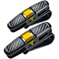 Miniatyrbillede 1 af 5: 2 stk. solbriller clips til bilens solskærm, bilholdere til solbriller, billetkort - sort + guld