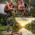 Miniatyrbild 2 av 5: Campingpall hopfällbar aluminium pall fällbar stol fällbar pall fällbar pall fiskare ultralätt pall stol hopfällbar utomhus