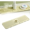 Miniatyrbillede 1 af 5: Køkkenvask Stænkbeskyttelse Silikone Dræn Måtte - Hurtigtørrende Sten Vask Bakke, Køkken Badeværelse Vask Beskytter (Off White)