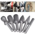 Miniatyrbillede 1 af 5: 6 stk. 6 mm dobbeltsnit tungsten roterende fræsere tungsten skaft arkivering/gravering/slibning bits til roterende