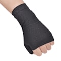 Miniatyrbillede 4 af 5: Sports Tommel Wrap Handsker - Blød og Åndbar Halv Finger Håndbeskytter til Forstuvninger og Skader - Polyurethan Materiale, Sort (1 Par)