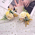 Miniatyrbillede 3 af 5: 2 stk. Champagner Bryllups Boutonniere, Bryllupsblomst Håndleds Corsage, Brudepiger Håndledsblomst Velegnet