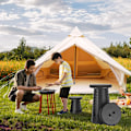 Miniatyrbild 6 av 7: Fällbar campingpall, justerbar hopfällbar pall för utomhusbruk Svart