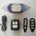 Miniatyrbilde 3 av 5: Blå sykkellys, blinklys, vanntett USB-oppladbare LED-baklys med trådløs fjernkontroll, 5 moduser