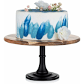 Miniatyrbild 1 av 5: Svart tårtställ i trä: Rustikt 29 cm diameter fristående tårtställ, runt tårtställ i trä för cupcakes, afternoon tea, babyshower-tårta