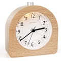 Miniatyrbild 1 av 5: Batteridriven väckarklocka med snoozefunktion, reseväckarklocka i trä, upplyst väckarklocka, tyst analog väckarklocka utan tickande visare, stigande ljudlarm - L